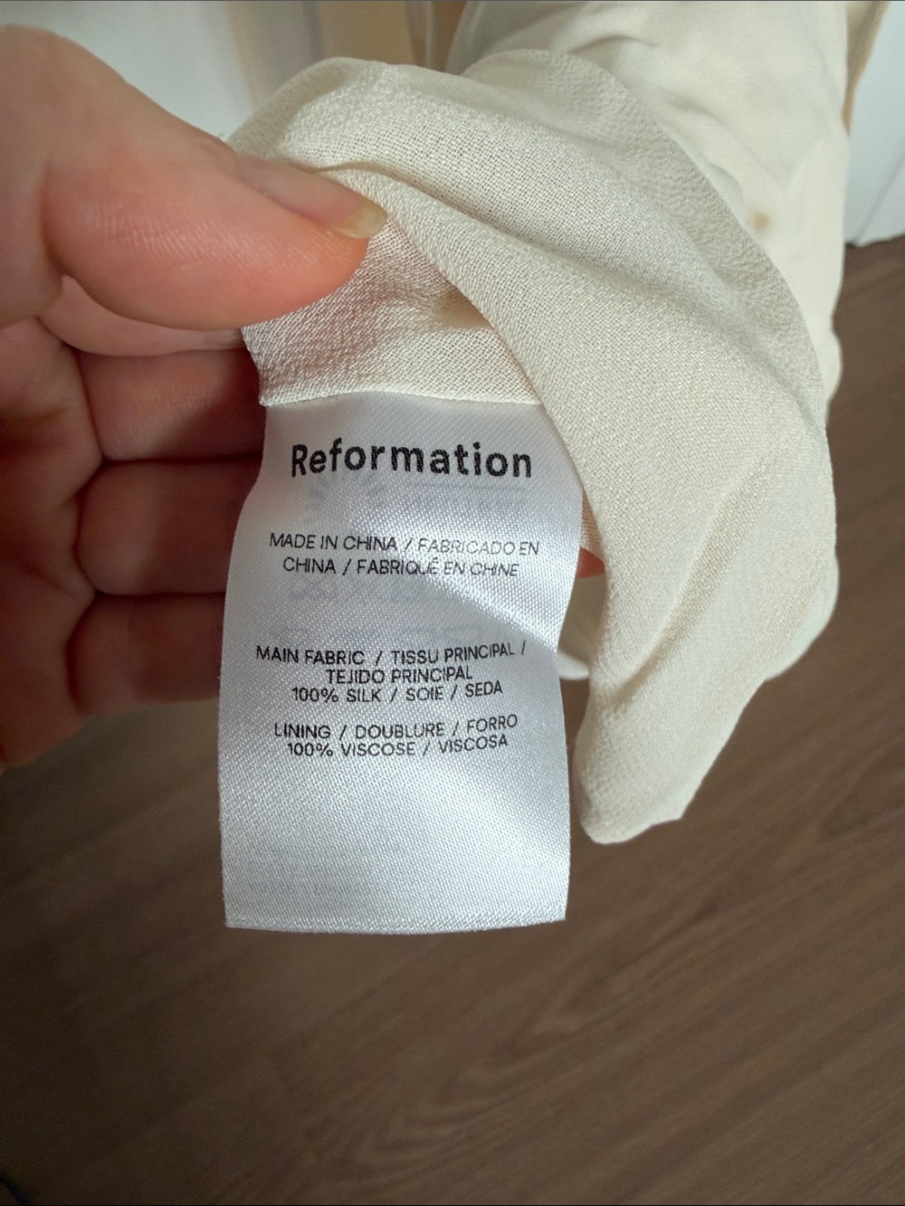 Reformation Anabelle Silk Dress in Fior Di Latte - Picture 7 of 7